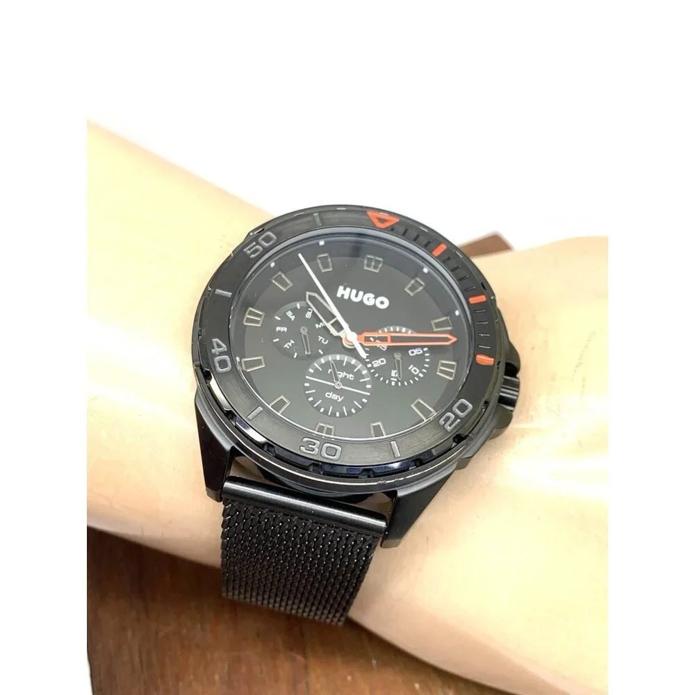 Hugo Boss Men's Watch 1530289 Quartz Black Dial Mesh Stainless Steel 44mm
